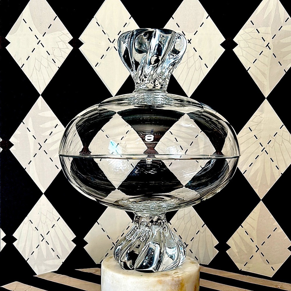 Vintage Dainty Glass Bowl Pair Swirl Footed Pedestal Classic Luxury Minimalist